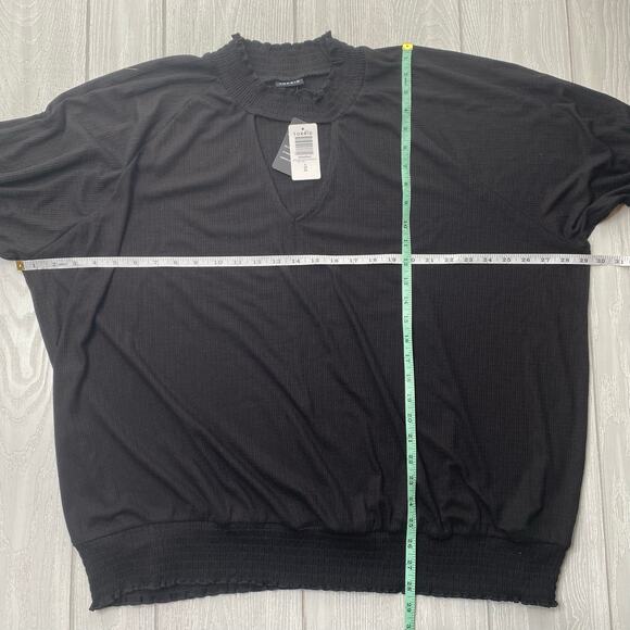 Torrid Women's Black Textured Jersey Choke Neck Smocked Hem Top Plus Size 4X NEW - Picture 5 of 11